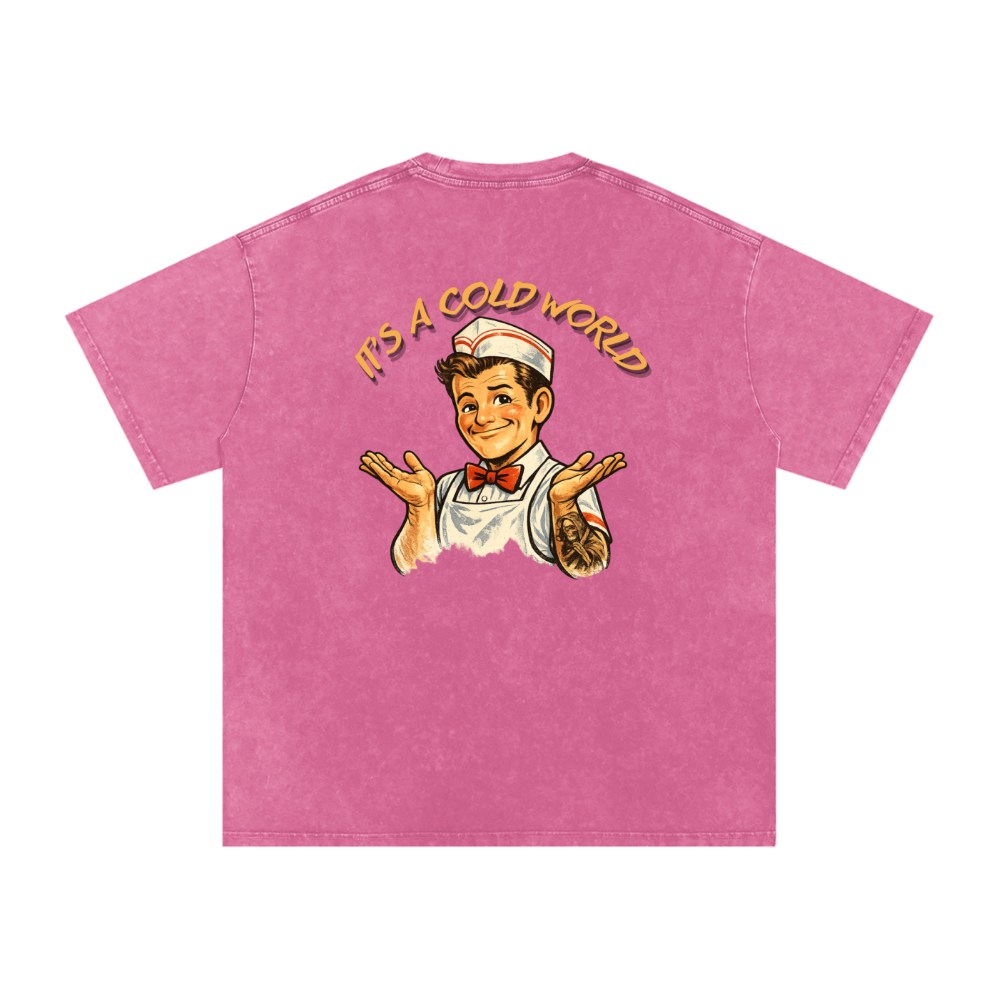 "It's a Cold World" Snow Washed Oversized Cotton T-Shirt