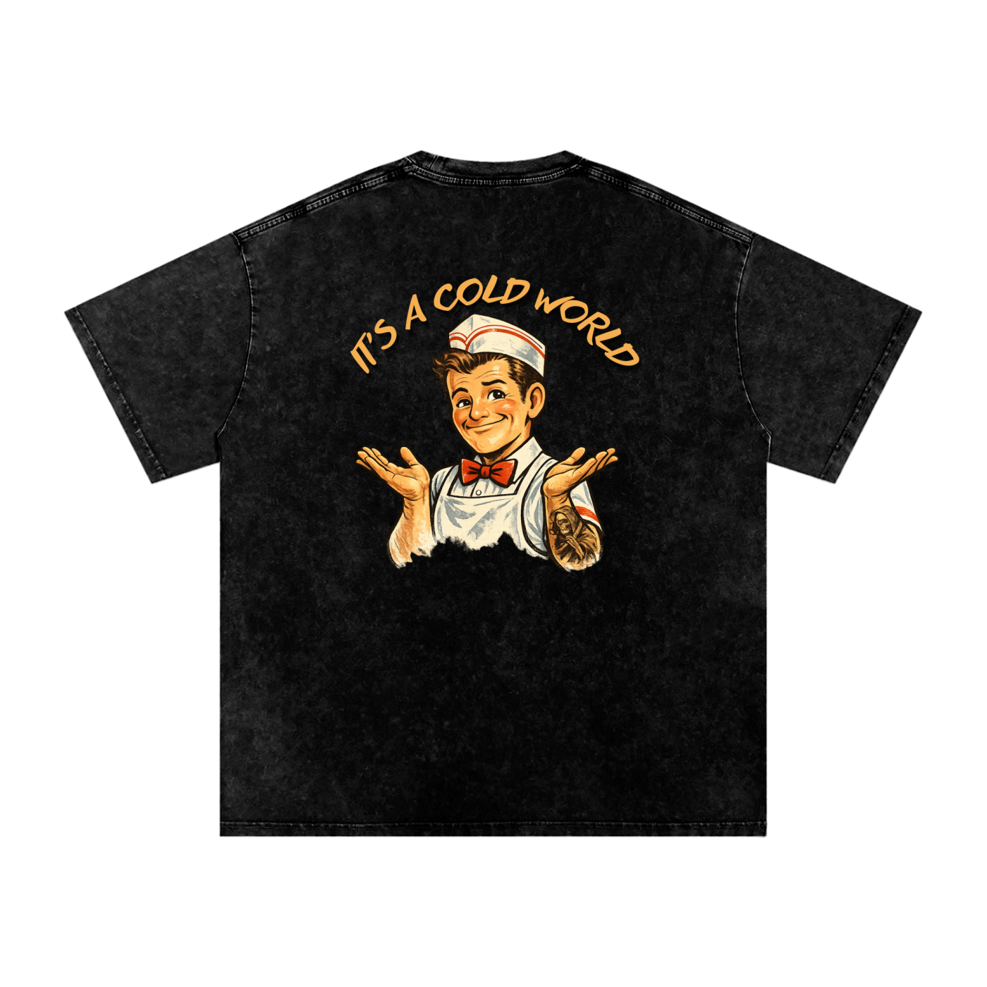 "It's a Cold World" Snow Washed Oversized Cotton T-Shirt