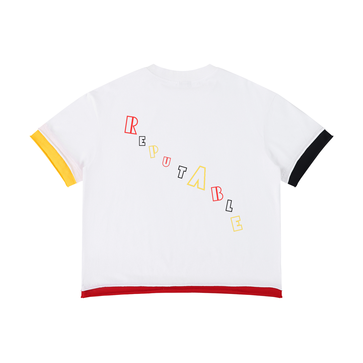 "REPUTABLE" Boxy Color Block T-Shirt