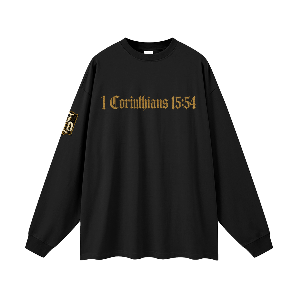 "1 Corinthians 15:54" Oversized Long Sleeve T-Shirt