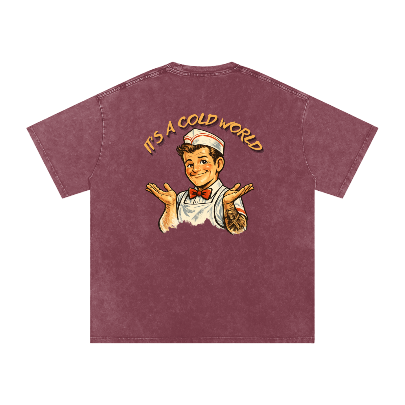 "It's a Cold World" Snow Washed Oversized Cotton T-Shirt