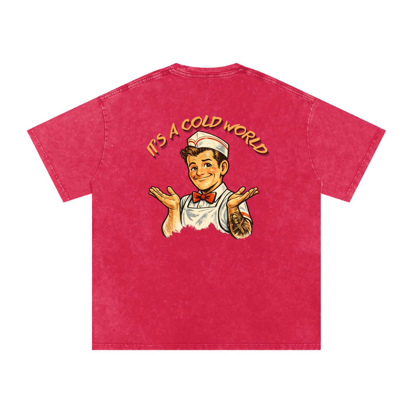 "It's a Cold World" Snow Washed Oversized Cotton T-Shirt