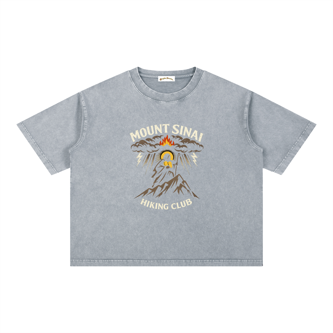 "Mount Sinai Hiking Club" Mineral Wash Boxy Cotton T-Shirt