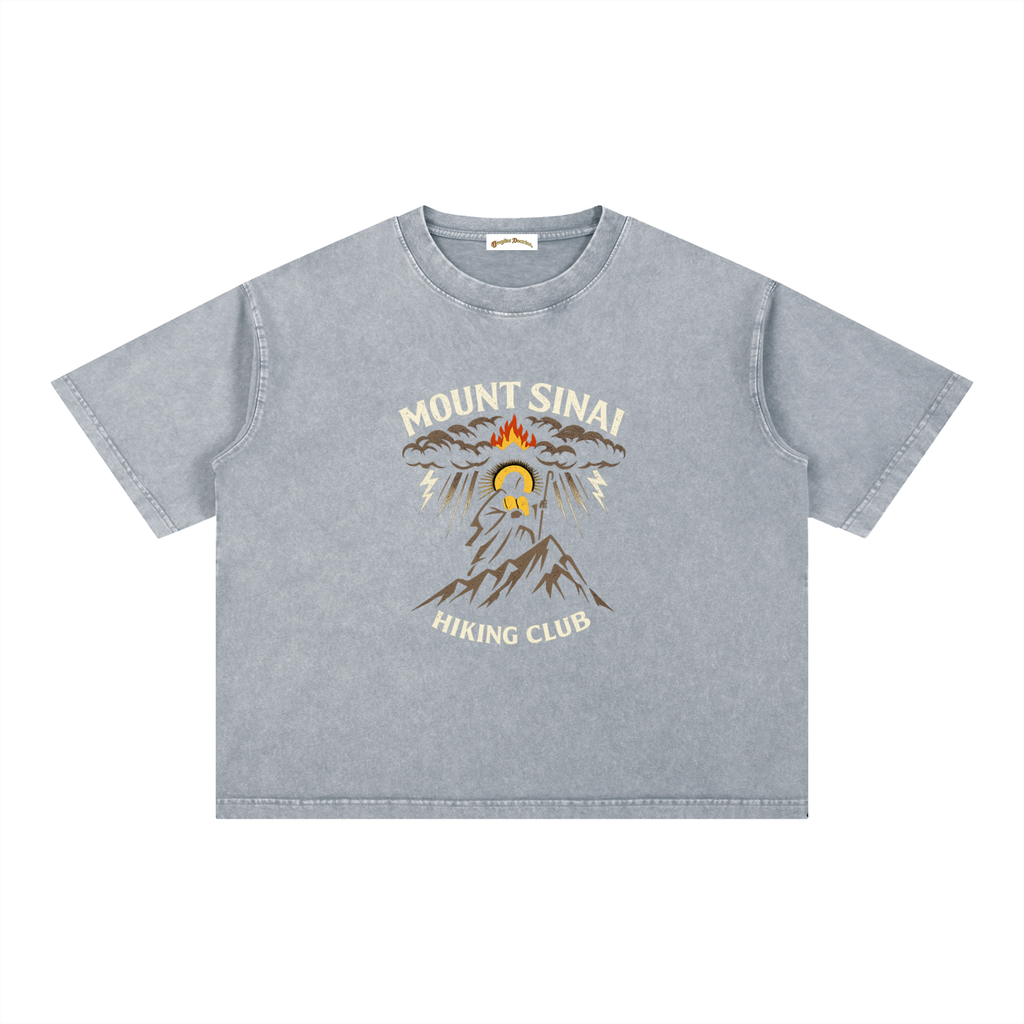 "Mount Sinai Hiking Club" Mineral Wash Boxy Cotton T-Shirt