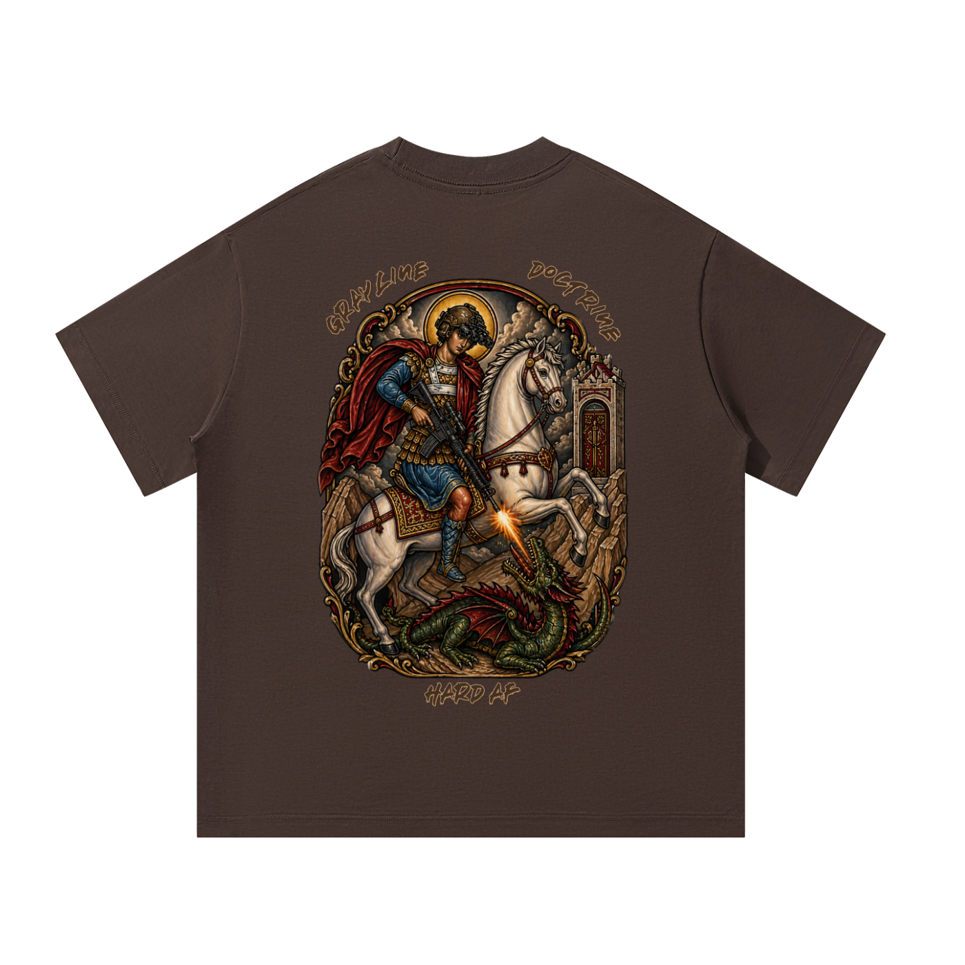 "Saint George, Hard AF" Unisex Oversized T-Shirt